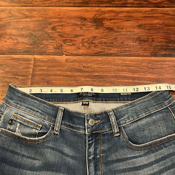 Judy Blue Skinny Fit Factory Distressed Ripped Blue Denim Raw Hem Jeans Boho - Picture 5 of 11